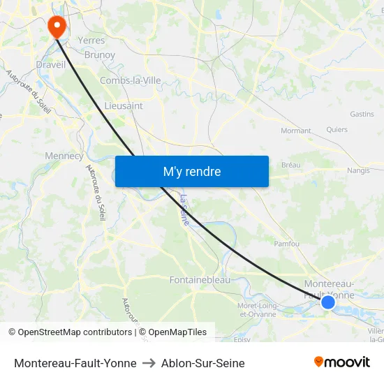 Montereau-Fault-Yonne to Ablon-Sur-Seine map