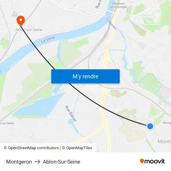 Montgeron to Ablon-Sur-Seine map