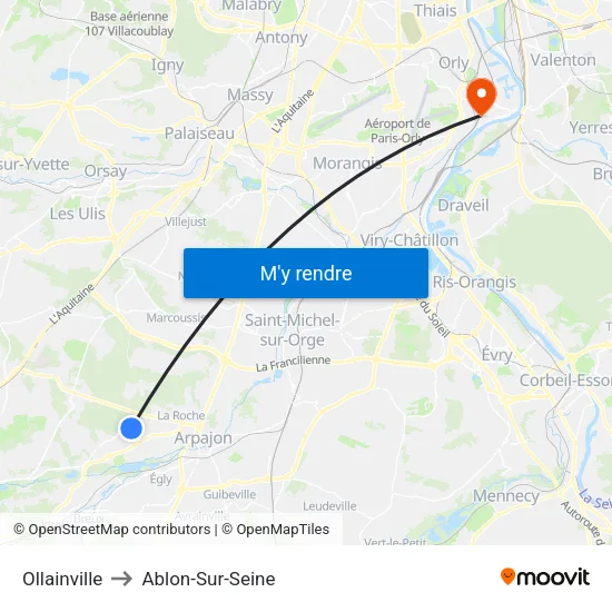 Ollainville to Ablon-Sur-Seine map