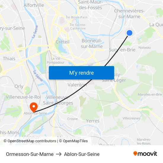 Ormesson-Sur-Marne to Ablon-Sur-Seine map