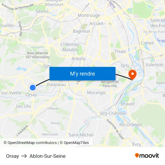Orsay to Ablon-Sur-Seine map