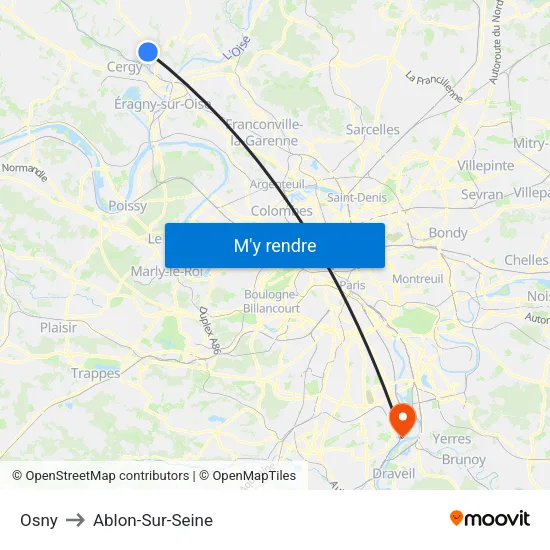 Osny to Ablon-Sur-Seine map