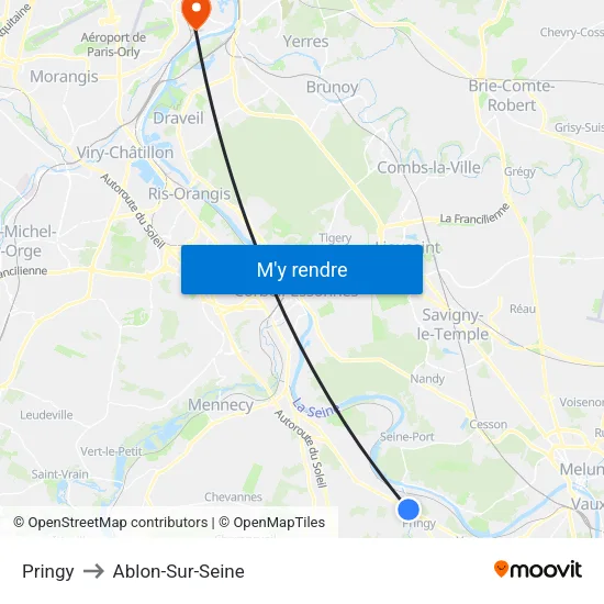 Pringy to Ablon-Sur-Seine map