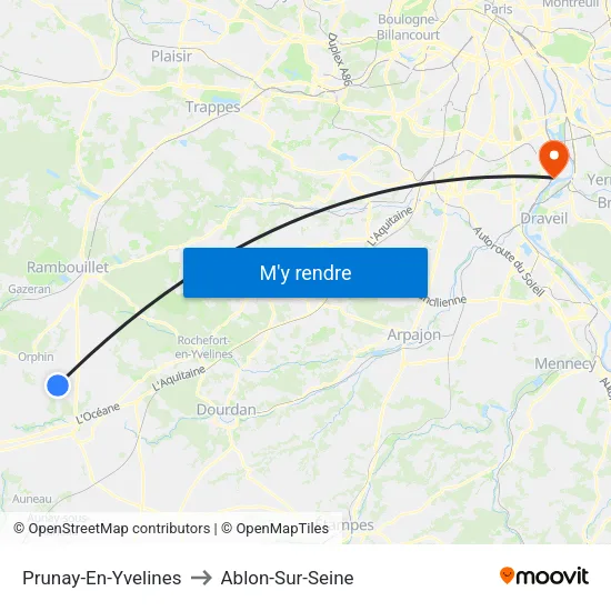 Prunay-En-Yvelines to Ablon-Sur-Seine map
