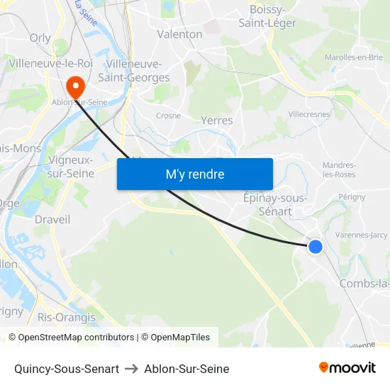 Quincy-Sous-Senart to Ablon-Sur-Seine map