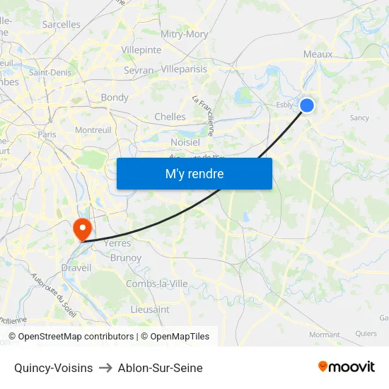 Quincy-Voisins to Ablon-Sur-Seine map