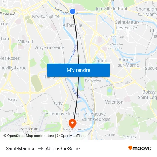 Saint-Maurice to Ablon-Sur-Seine map