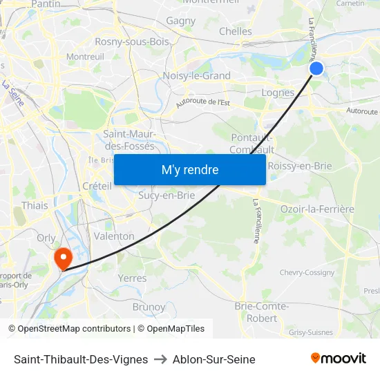 Saint-Thibault-Des-Vignes to Ablon-Sur-Seine map