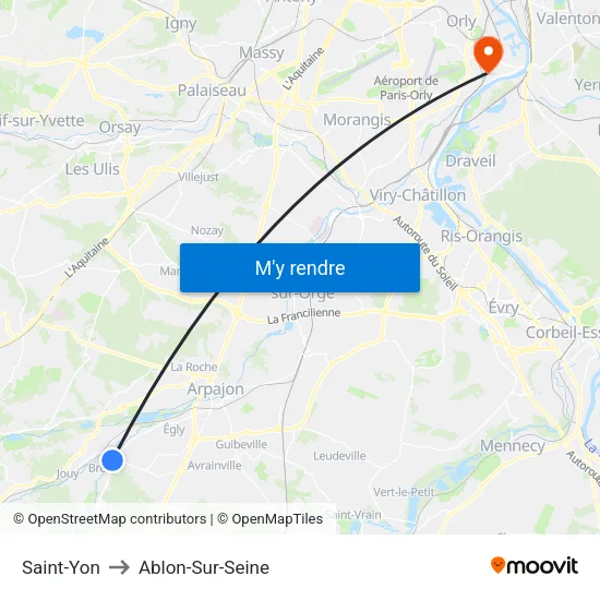 Saint-Yon to Ablon-Sur-Seine map