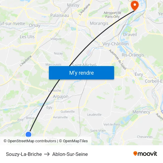 Souzy-La-Briche to Ablon-Sur-Seine map