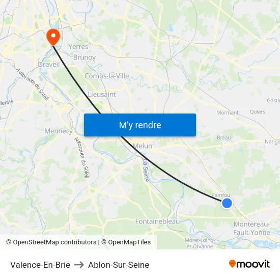 Valence-En-Brie to Ablon-Sur-Seine map