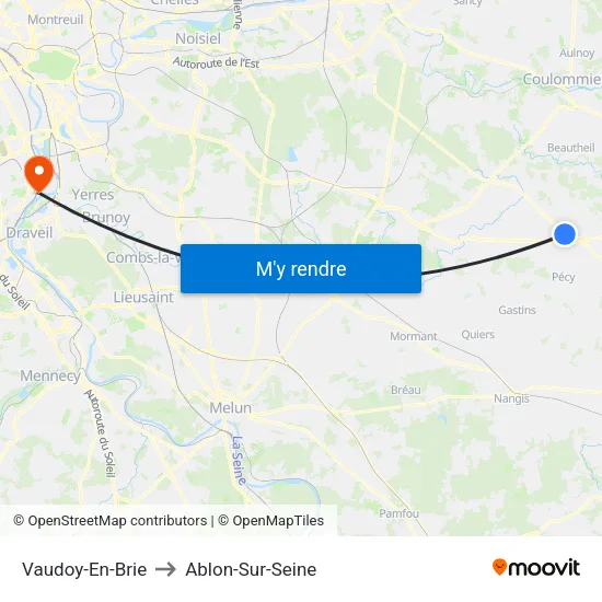Vaudoy-En-Brie to Ablon-Sur-Seine map