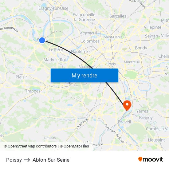 Poissy to Ablon-Sur-Seine map