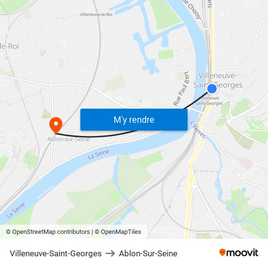 Villeneuve-Saint-Georges to Ablon-Sur-Seine map