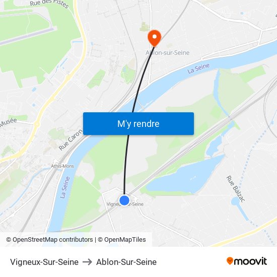 Vigneux-Sur-Seine to Ablon-Sur-Seine map