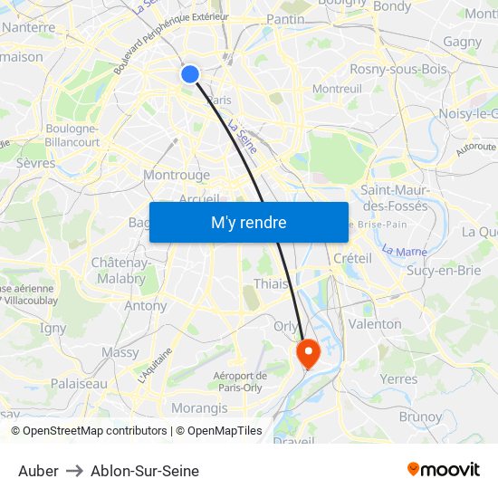 Auber to Ablon-Sur-Seine map