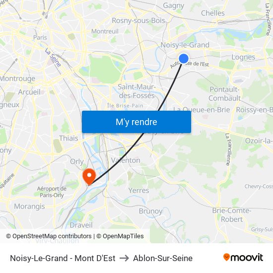 Noisy-Le-Grand - Mont D'Est to Ablon-Sur-Seine map