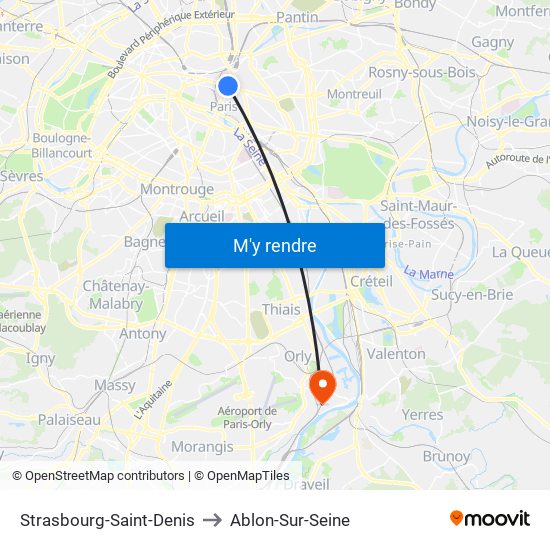 Strasbourg-Saint-Denis to Ablon-Sur-Seine map