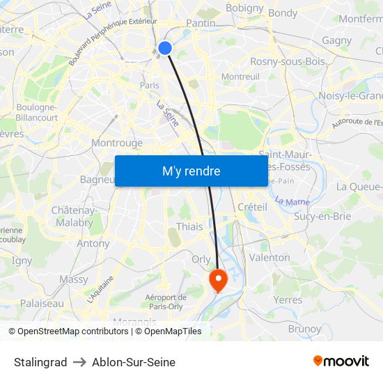 Stalingrad to Ablon-Sur-Seine map