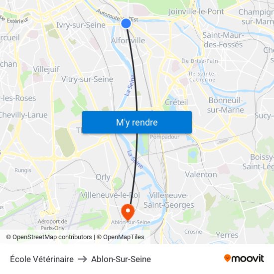 École Vétérinaire to Ablon-Sur-Seine map