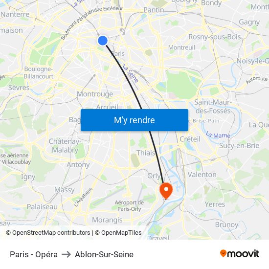 Paris - Opéra to Ablon-Sur-Seine map