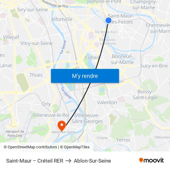 Saint-Maur – Créteil RER to Ablon-Sur-Seine map