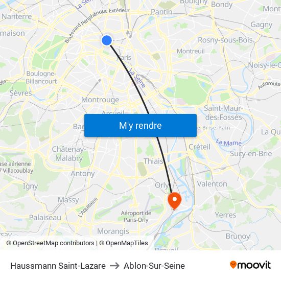 Haussmann Saint-Lazare to Ablon-Sur-Seine map