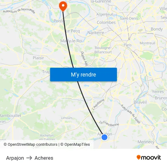 Arpajon to Acheres map