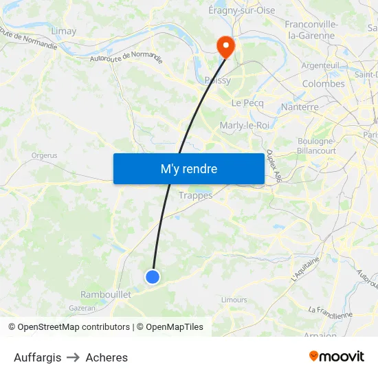 Auffargis to Acheres map