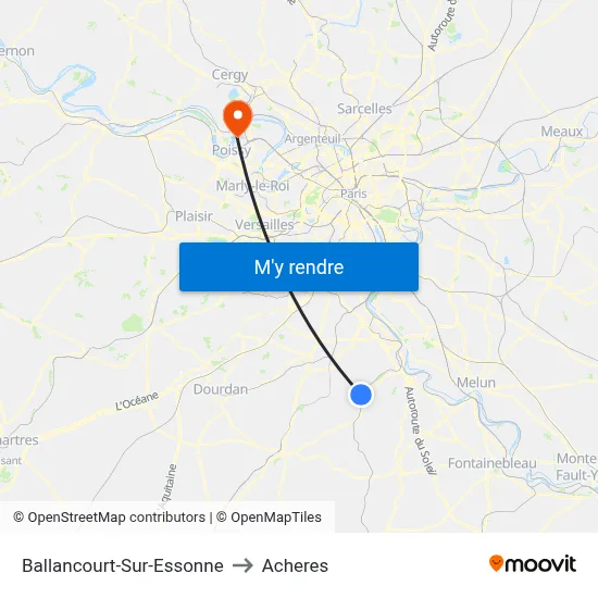 Ballancourt-Sur-Essonne to Acheres map