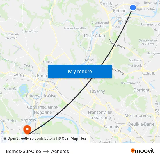 Bernes-Sur-Oise to Acheres map