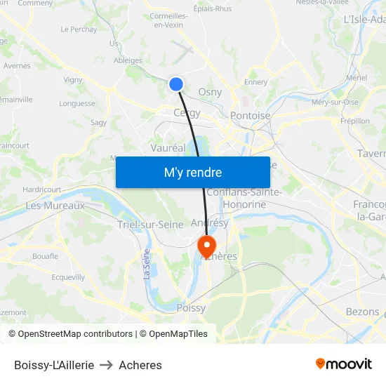 Boissy-L'Aillerie to Acheres map