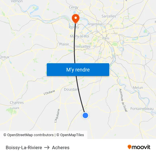 Boissy-La-Riviere to Acheres map