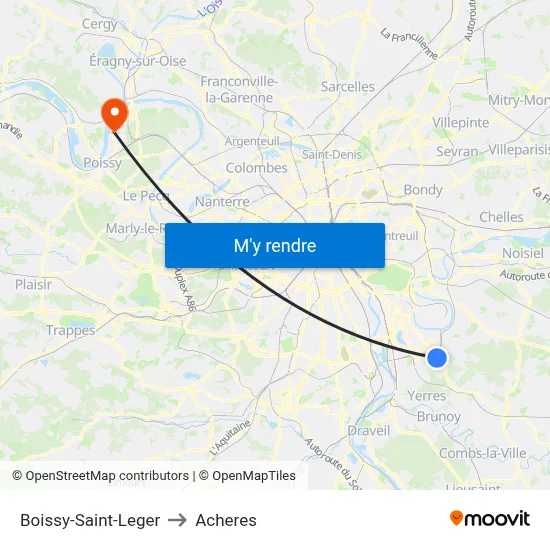 Boissy-Saint-Leger to Acheres map