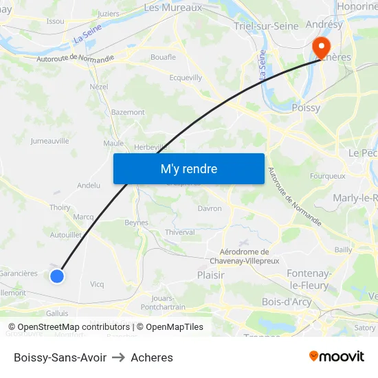 Boissy-Sans-Avoir to Acheres map