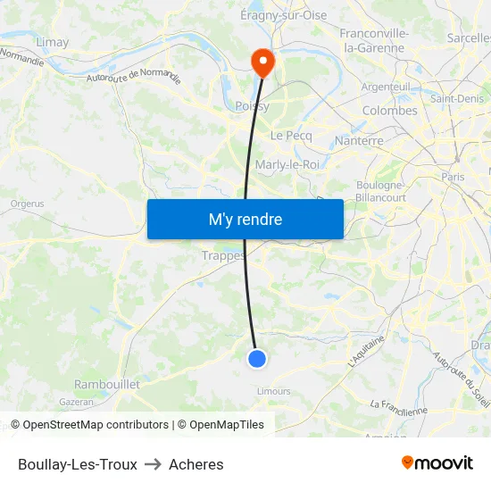 Boullay-Les-Troux to Acheres map