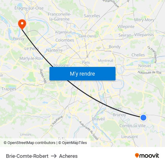 Brie-Comte-Robert to Acheres map