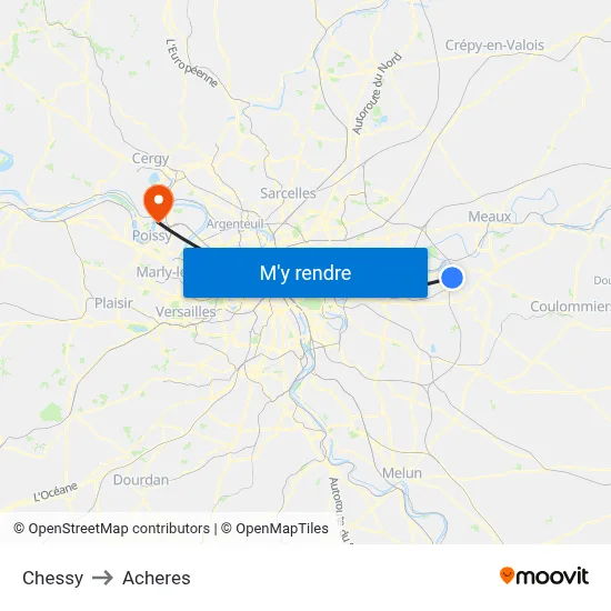 Chessy to Acheres map