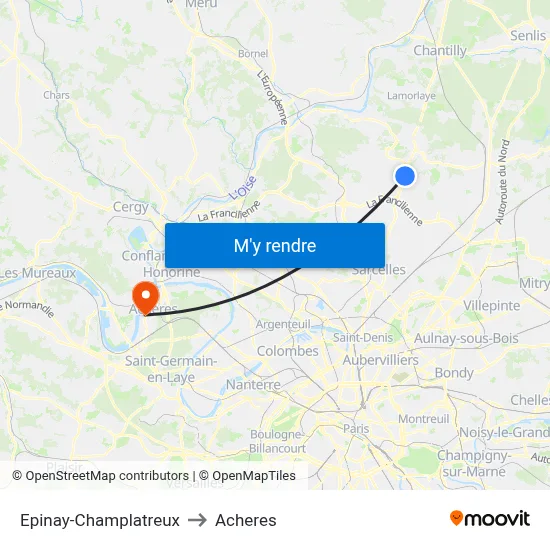 Epinay-Champlatreux to Acheres map