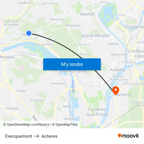 Evecquemont to Acheres map