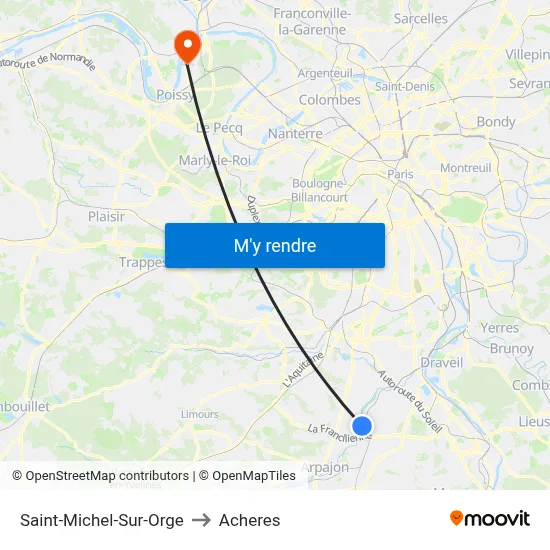 Saint-Michel-Sur-Orge to Acheres map