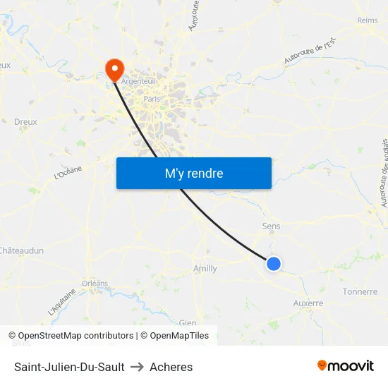 Saint-Julien-Du-Sault to Acheres map