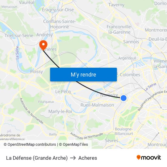 La Défense (Grande Arche) to Acheres map
