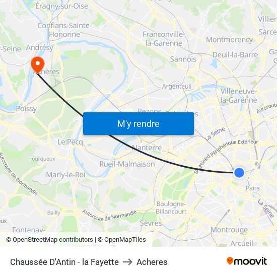 Chaussée D'Antin - la Fayette to Acheres map