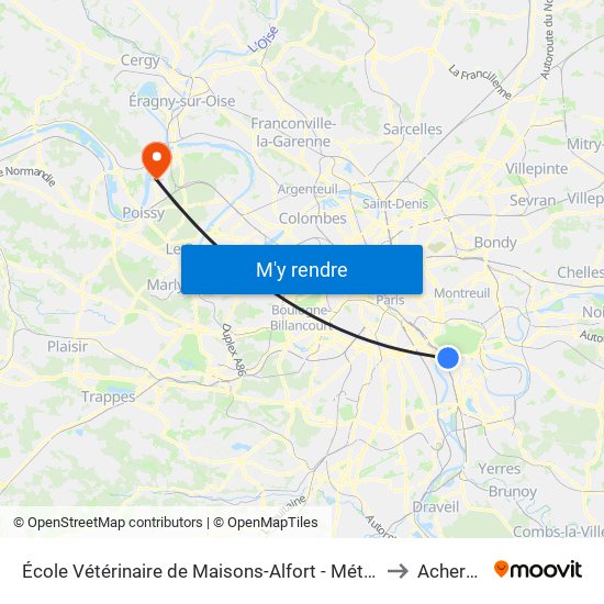 École Vétérinaire de Maisons-Alfort - Métro to Acheres map