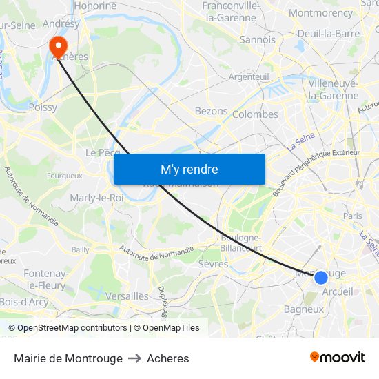 Mairie de Montrouge to Acheres map