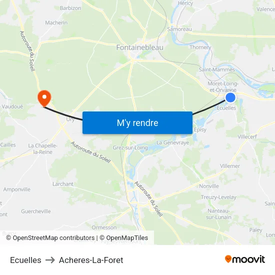Ecuelles to Acheres-La-Foret map