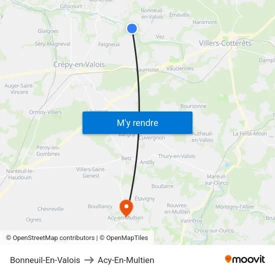Bonneuil-En-Valois to Acy-En-Multien map