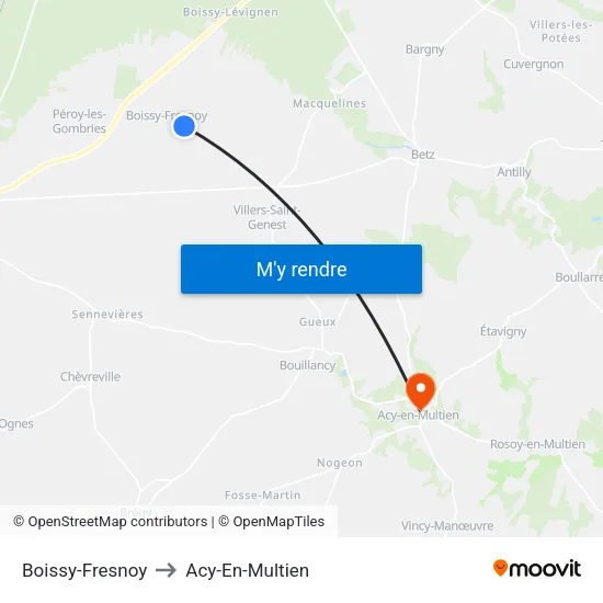 Boissy-Fresnoy to Acy-En-Multien map