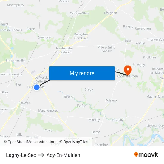 Lagny-Le-Sec to Acy-En-Multien map